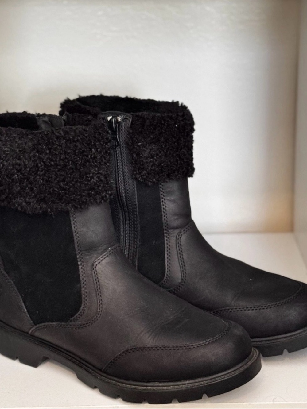 Timberland Black Faux-Shearling Ankle Boots